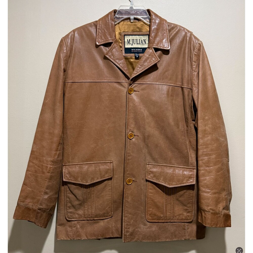 M Julian Wilsons Mens M Brown Leather Western Cowboy Coat Ranch Jacket Lined